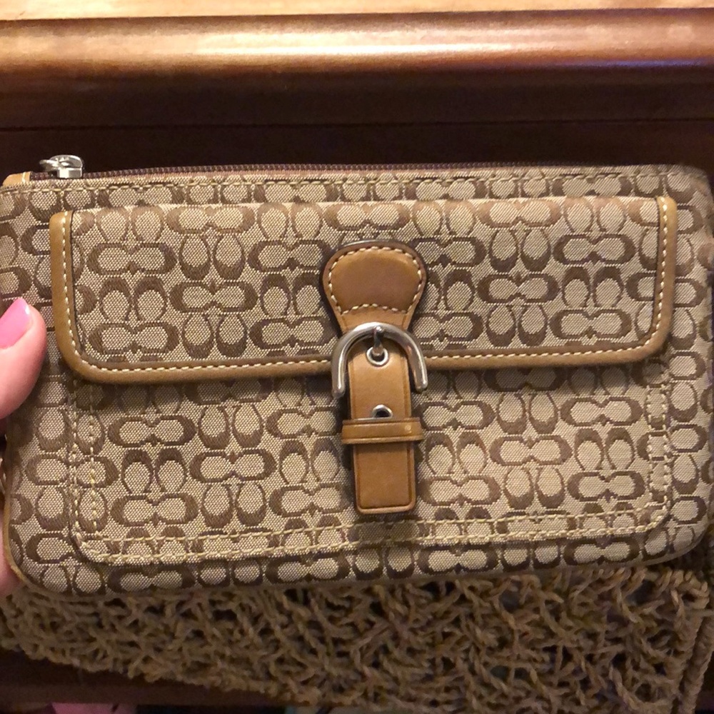 Authentic COACH wristlet logo print